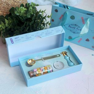 Набор для печати : Воск разного цвета и штамп с голубой рукояткой