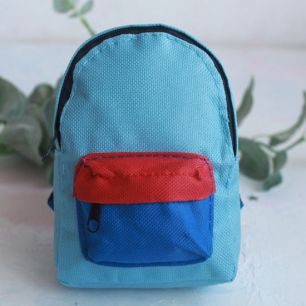 Кукольный аксессуар - Рюкзак для куклы тканевый Голубой, 13 см