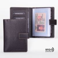 Обложка для документов с хлястиком с RFID защитой Stampa Brio 211-R-1237F Brown BGS