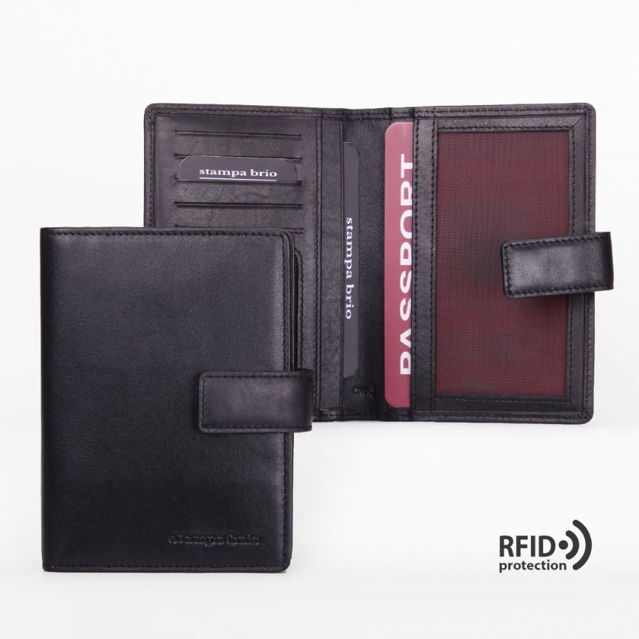 Обложка для документов с RFID защитой Stampa Brio 216-R-1237C BLACK BKS
