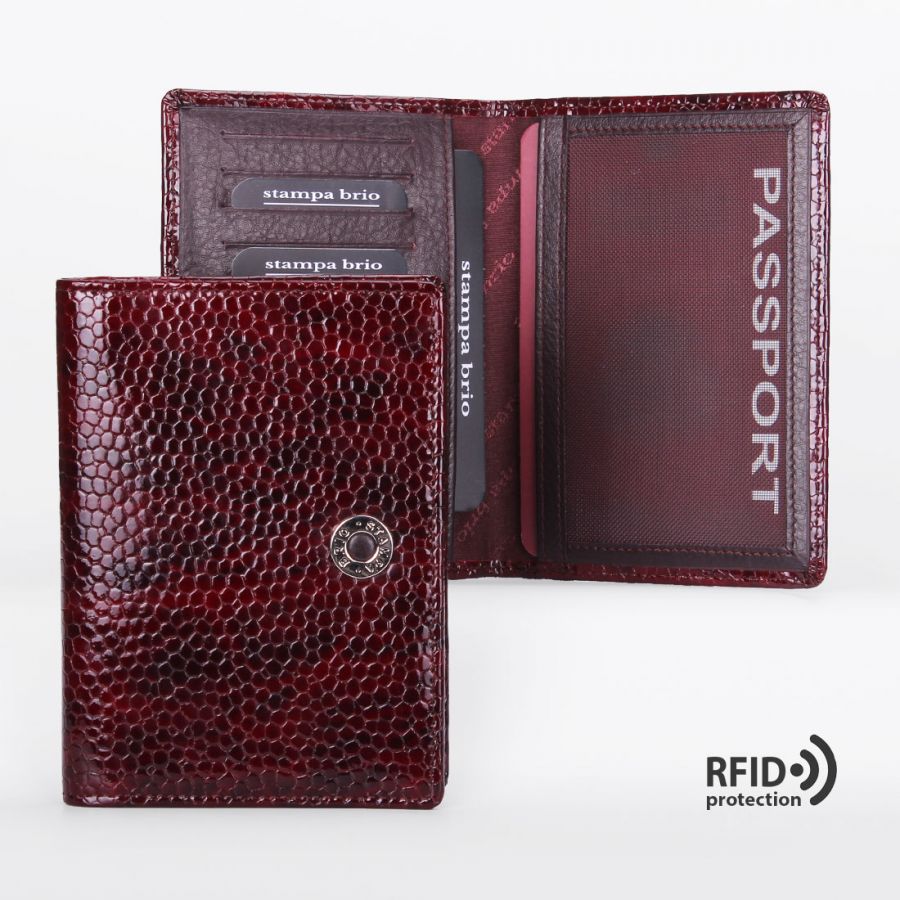 Обложка для паспорта с RFID защитой Stampa Brio 262-R-1514T Burgundy