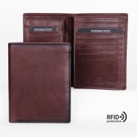 Кожаное вертикальное портмоне с RFID защитой Stampa Brio 600-R-50547DKT Brown