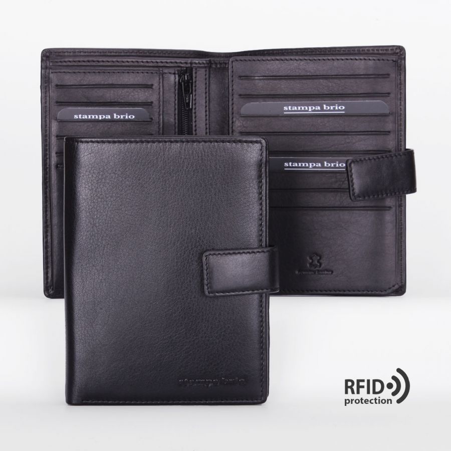 Портмоне вертикальное 5 в 1 с RFID защитой Stampa Brio 601-R-2951C Black BKS