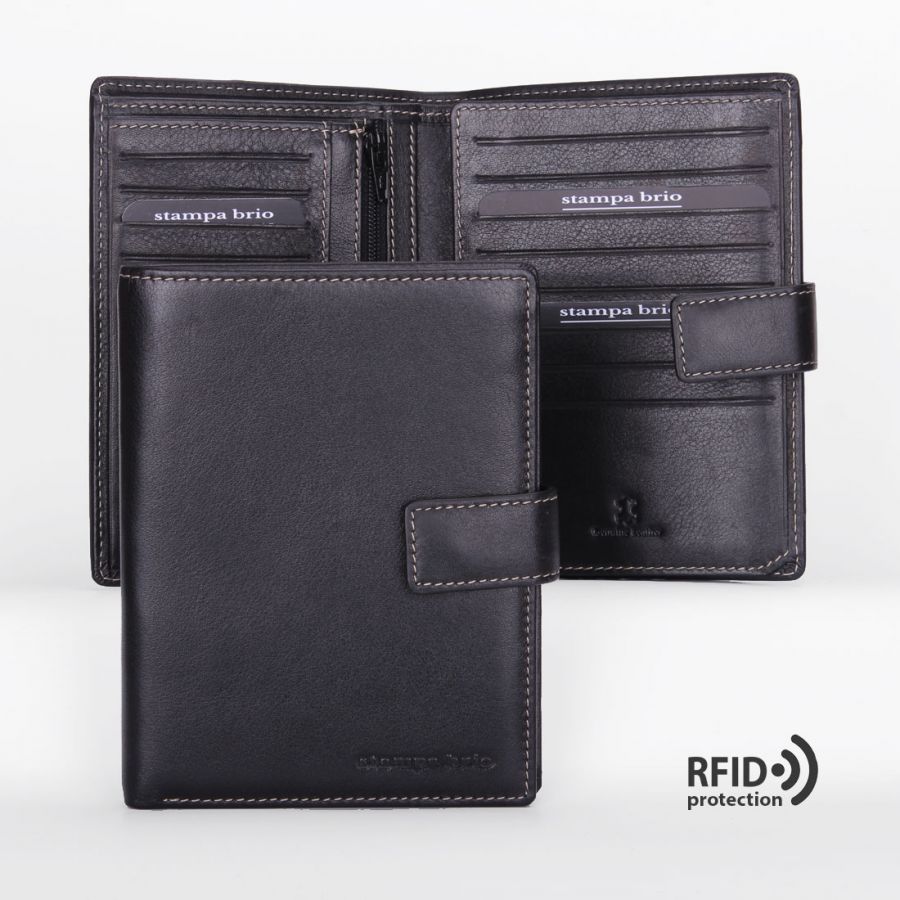 Портмоне вертикальное 5 в 1 с RFID защитой Stampa Brio 604-R-2951C Black BGS