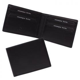 Кожаное портмоне с потайным монетником Stampa Brio 649-4087C Black BKS