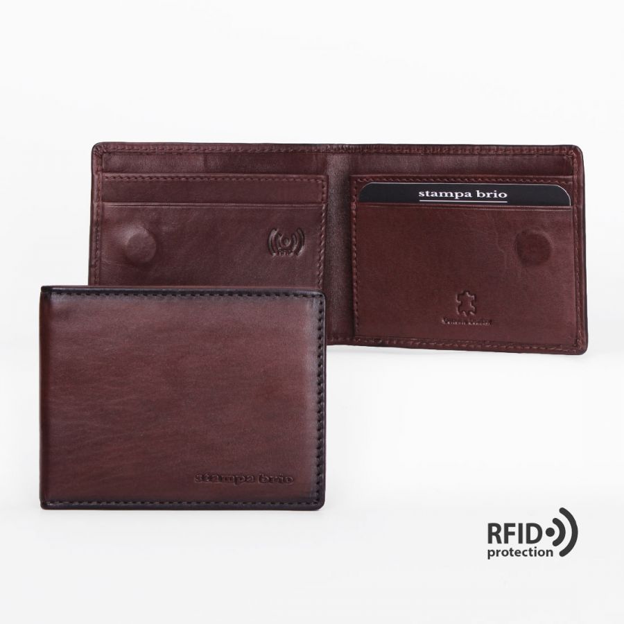 Зажим для купюр с RFID защитой Stampa Brio 710-R-50545DKT Brown