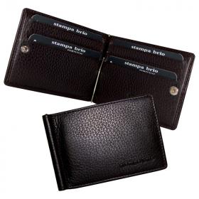 Зажим для купюр на кнопке Stampa Brio 733-3273F Brown BGS