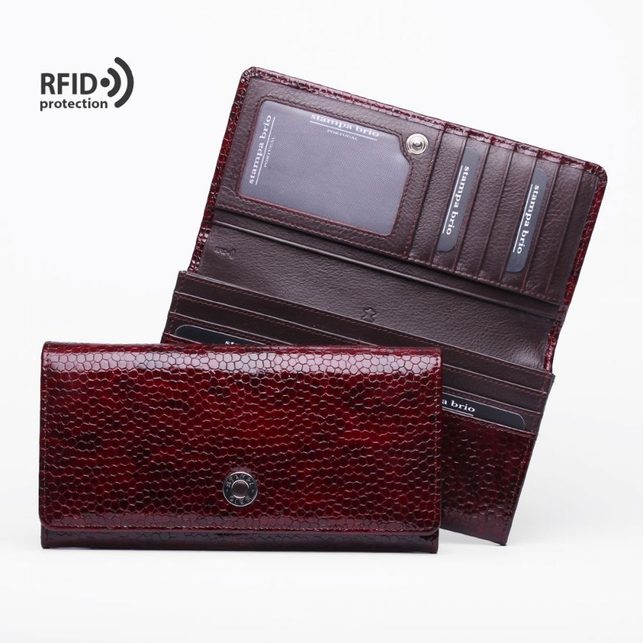 Кошелек женский с RFID защитой Stampa Brio 940-R-4709T Burgundy