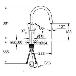 GROHE | CONCETTO EINHAND-SPÜLTISCHBATTERIE | Mətbəx üçün moyka smestiteli kod 31483002