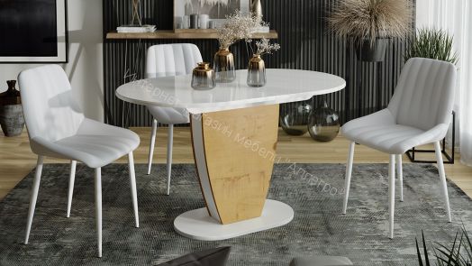 Стол обеденный «Монреаль» Тип 1 (Белый глянец/бунратти)