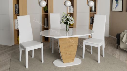 Стол обеденный «Монреаль» Тип 1 (Белый глянец/бунратти)