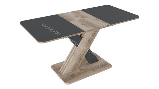 Стол обеденный раздвижной «Люксембург» Тип 1 (Дуб Делано/Серый/Стекло серое матовое)