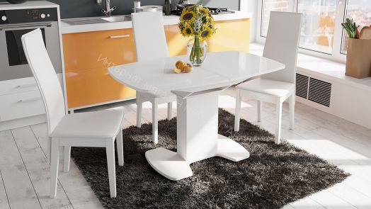 Обеденный стол Портофино 1300x800x750мм Белый глянец/Стекло белое СМ(ТД)-105.02.11(1)