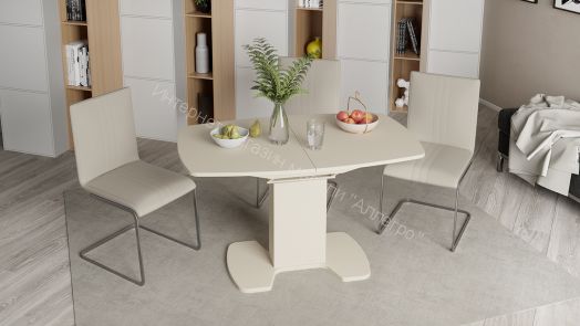 Обеденный стол Портофино 1300x800x750мм Бежевый/Стекло бежевое матовое LUX