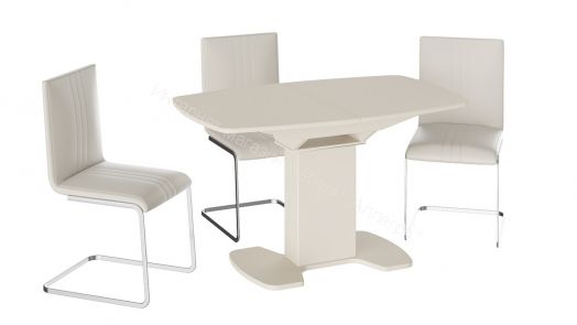 Обеденный стол Портофино 1300x800x750мм Бежевый/Стекло бежевое матовое LUX