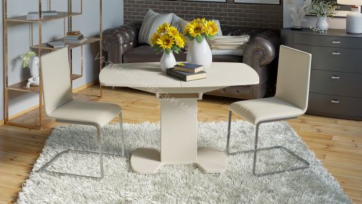 Обеденный стол Портофино 1300x800x750мм Бежевый/Стекло бежевое матовое LUX