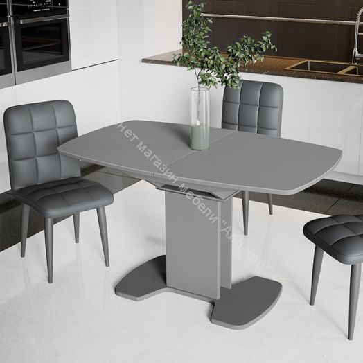 Обеденный стол Портофино 1300x800x750мм Серый/Стекло серое матовое LUX СМ(ТД)-105.02.11(1)