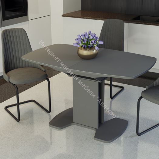 Обеденный стол Портофино 1300x800x750мм Серый/Стекло серое матовое LUX СМ(ТД)-105.02.11(1)
