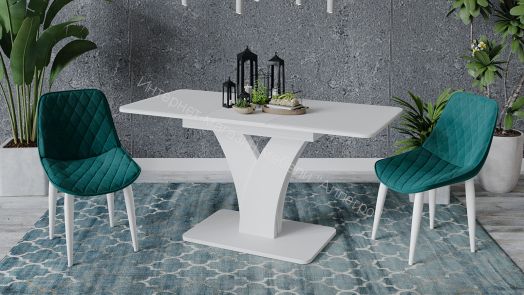 Стол обеденный раздвижной «Люксембург» Тип 2 (Белый/Стекло белое матовое)