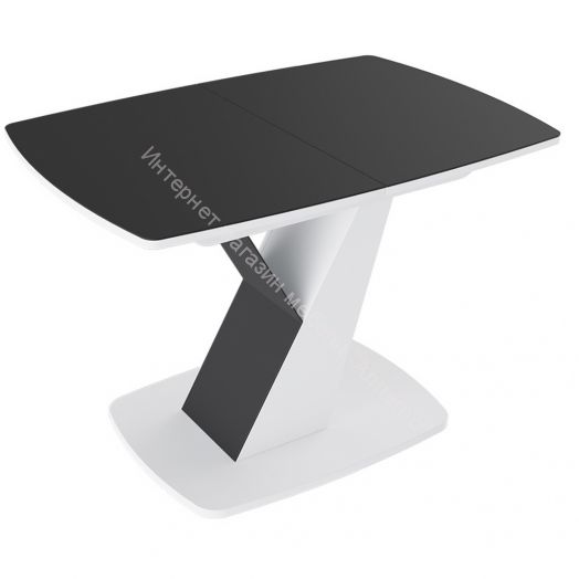 Стол обеденный «Гарда» Тип 1 (Белый/Стекло матовое черный графит)