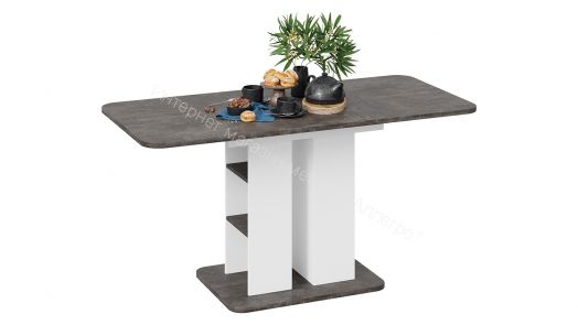 Стол обеденный «Мюнхен» Тип 2 (Белый Ясень/Ателье темный)