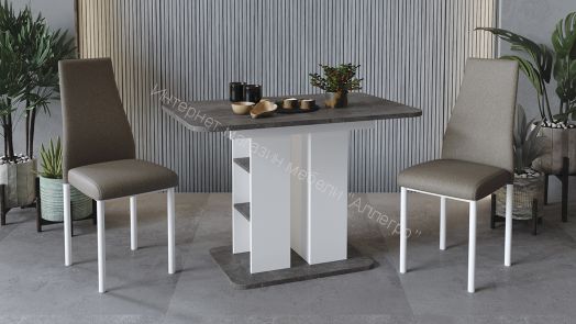 Стол обеденный «Мюнхен» Тип 2 (Белый Ясень/Ателье темный)