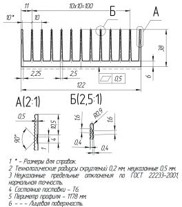 Профиль алюминиевый 122мм x 38мм x 3,7кг