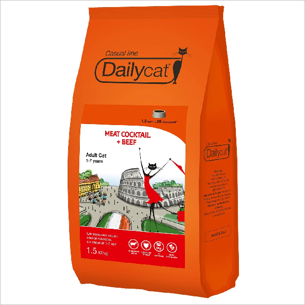 Сухой корм для кошек DailyCat Casual Line Meat Cocktail Beef с говядиной 1.5 кг