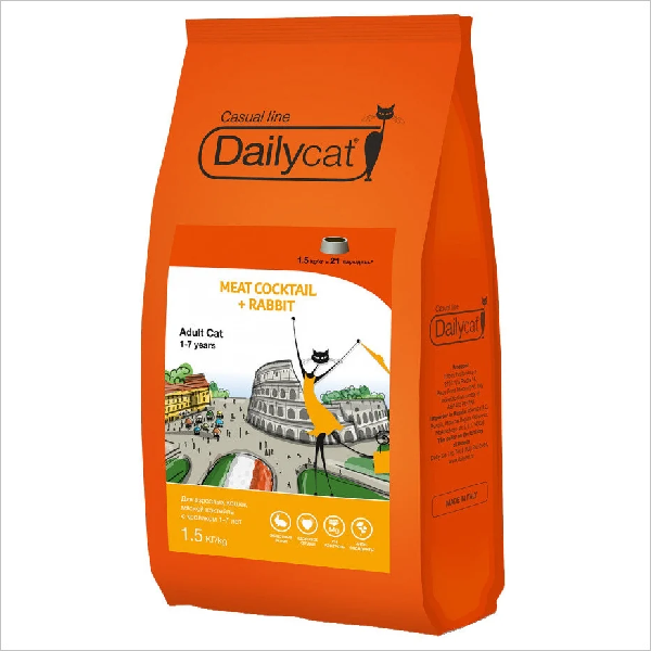 Сухой корм для кошек DailyCat Casual Line Meat Cocktail Rabbit с кроликом 1.5 кг