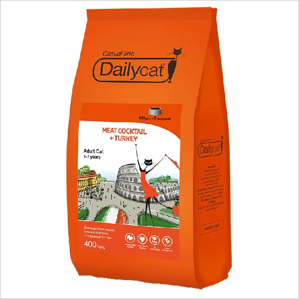 Сухой корм для кошек DailyCat Casual Line Meat Cocktail Turkey с индейкой 0.4 кг