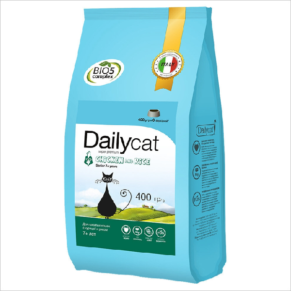 Сухой корм для пожилых кошек DailyCat Senior Chicken & Rice с курицей и рисом 0.4 кг