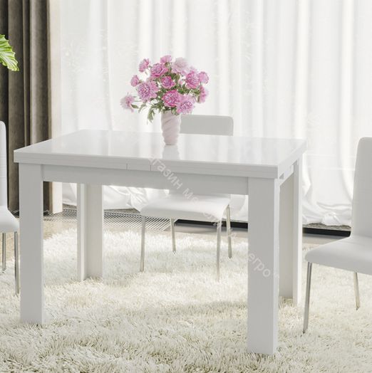 Стол обеденный «Норман» тип 1 (Белый/Стекло белый глянец)