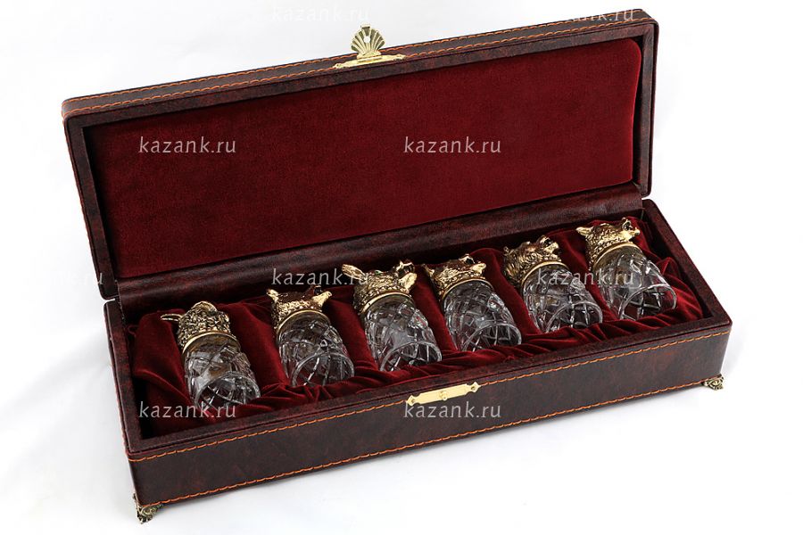 Стопки-перевертыши Звери в шкатулке коричневой, 6шт