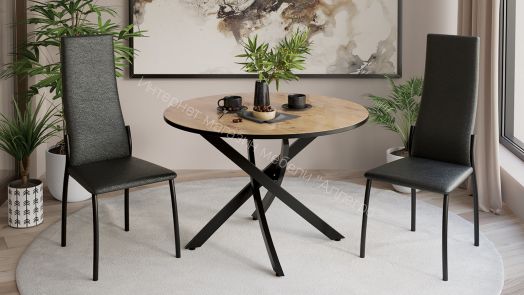 Стол обеденный «Diamond» Тип 2 (Черный муар/Бунратти глянец)