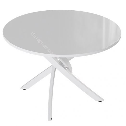 Стол обеденный «Diamond» Тип 2 (Белый муар/Белый глянец)