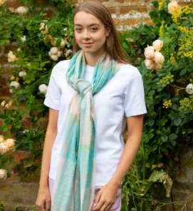 летящий тонкорунный палантин (широкий шарф)  ДОУСОН АЛВЕС ОПАЛОВЫЙ -DAWSON ALVES OPAL LINEN SCARF , смесь шерсти, шелка и льна, плотность 2