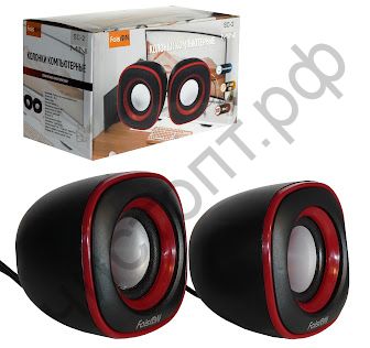 Актив.колонки 2.0 FaisON SC-2 MINI пластик USB AUX чёрный красная вставка