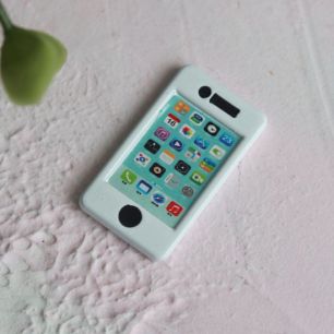 Кукольная миниатюра - Пластиковый белый телефон, 2,5 см