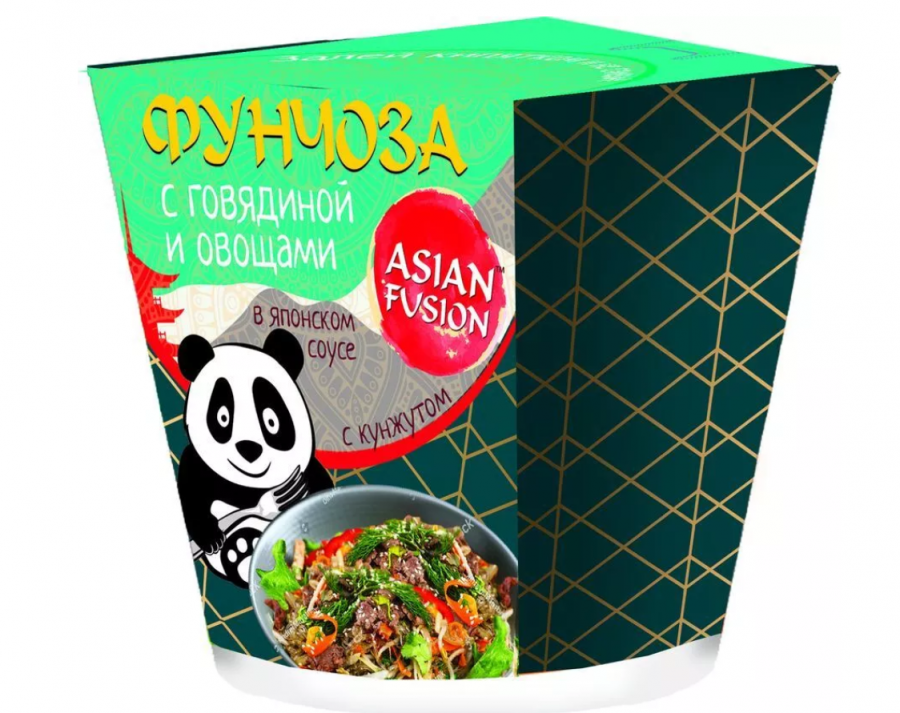 ASIAN FUSION Фунчоза с говядиной и овощами в японском соусе с кунжутом картон 68г