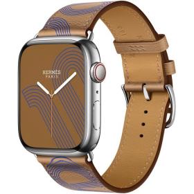 Часы Apple Watch Hermès Series 7 GPS + Cellular 45mm Silver Stainless Steel Case with Circuit H Single Tour Biscuit/Bleu Électrique