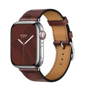 Часы Apple Watch Hermès Series 7 GPS + Cellular 41mm Silver Stainless Steel Case with Circuit H Single Tour Rouge H/Noir
