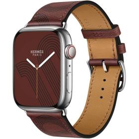 Часы Apple Watch Hermès Series 7 GPS + Cellular 45mm Silver Stainless Steel Case with Circuit H Single Tour Rouge H/Noir