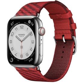 Часы Apple Watch Hermès Series 7 GPS + Cellular 45mm Silver Stainless Steel Case with Jumping Single Tour Rouge de Cœur/Rouge H