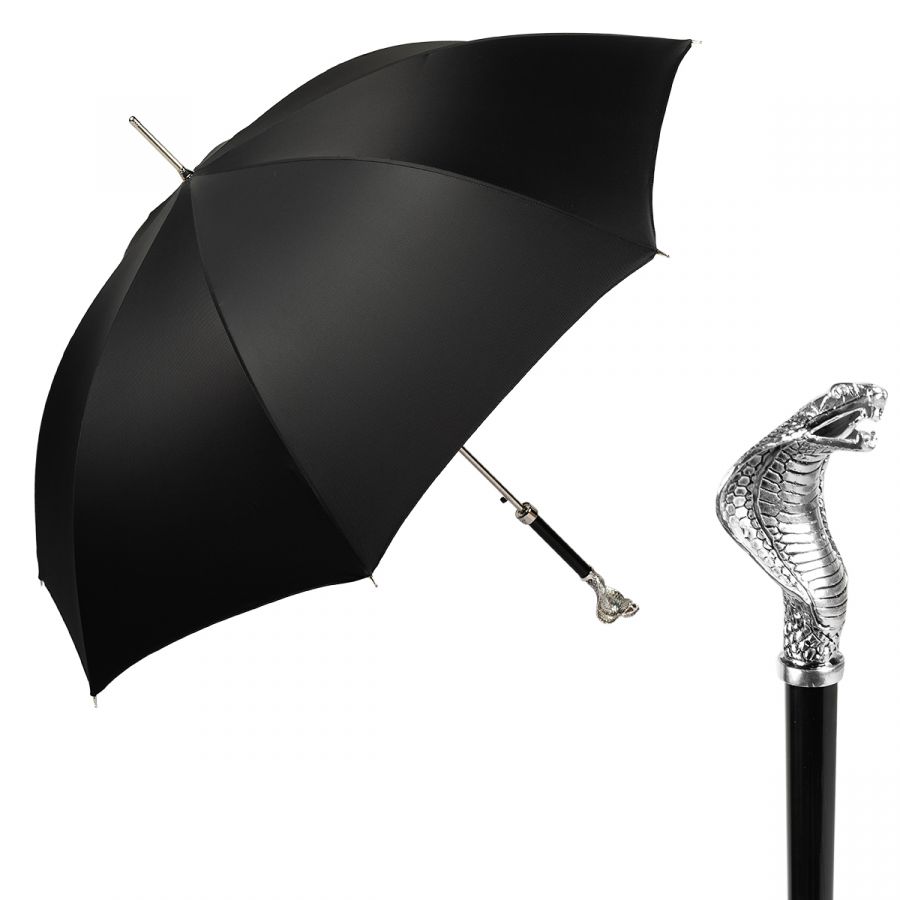 Зонт-трость Pasotti Cobra Silver Oxford Black