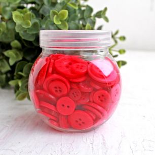 Набор пуговиц для творчества в баночке - микс размеров - ярко-розовые