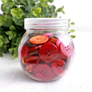 Набор пуговиц для творчества в баночке - микс размеров - бордово-красные