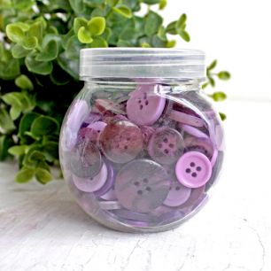 Набор пуговиц для творчества в баночке - микс размеров - фиолетовые