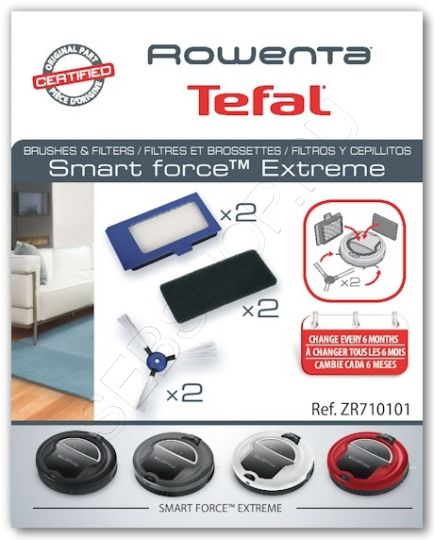 Комплект  фильтров и 2 боковые щётки робота-пылесоса TEFAL SMART FORCE EXTREME моделей RG7133, RG7145. Артикул ZR710101.