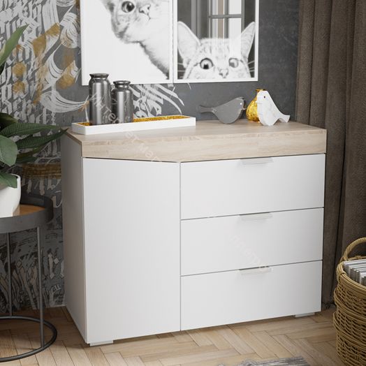 Комод тип 1 (Дуб Сонома/Белый Ясень)