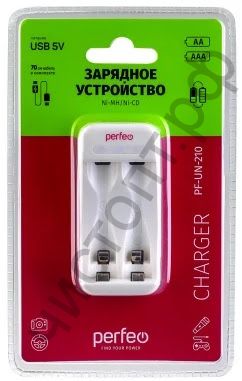 Заряд.уст-во Perfeo PF-UN-210 Ni-MH/CD, 2 слота, AA/AAA от USB